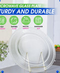 16 Inch Microwave Turntable Plate Replacement Fits WB49X10166 Glass Plate for Even Reheating and Cooking on display stand