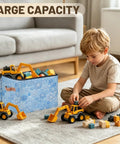 Heavy Duty Waterproof Polyester Storage Containers With A Slick Two Way Zipper Closure And Blue White Snowflake Design, large capacity, storing toys.