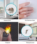 Stainless Steel Window Screen Roll 36x200 Inches With Stab-Resistant Gloves Pet Proof Mesh Replacement for Home and Office scenes.