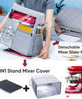 Premium Stand Mixer Cover With Detachable Slider Base For Easy Kitchen Rolling And No Sweat Dust Protection zippered design shown in kitchen.