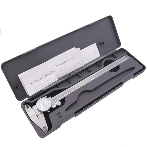 Dial Caliper 0-8 Inch Stainless Steel With Double Shock Proof Design For Home DIYers And Pros, 1.5 Inch Dial in carrying case