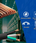 350 Ft 6 Awg 3 Conductor Soow Cable Heavy Duty Portable Extension Cord showing pure copper strands and flexibility features.