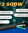 Heavy Duty 25 Foot SOOW Cable 8 AWG 3 Conductor 600V Portable Power Extension Cord With Ultra Flexible CPD Insulation Jacket For Job Sites Welders And Heavy Equipment - close-up of cable in industrial setting