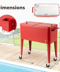 80 Quart Rolling Cooler Cart With Lockable Wheels Bottle Opener Cap Catcher For Outdoor Parties Poolside Backyard Barbecues