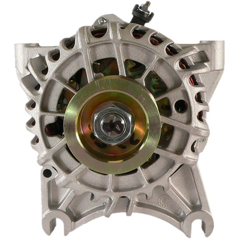 Beefed Up Alternator for Ford Expedition 2003 2004 Lincoln Navigator 5.4L 4.6L smooth 12V 110 Amp internal regulator front view.