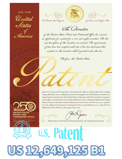 Beat The Humidity Beast 3D Printer Stand Filament Storage Cabinet With Active Dehumidification For Up To Forty Rolls Of PLA ABS TPU Nylon Keep Your Spools Chillin And Print All Day Zero Sweat patent certificate image with details and U.S. Patent number US 12,649,125 B1.