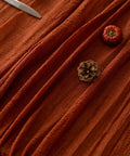 Rustic Fall Thanksgiving Table Runner Terracotta Cheesecloth Weave 120 Inches Long Hand Dyed Soft Cotton Gauze with pinecones and mini pumpkins.