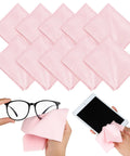 Andibro 10-pack pink microfiber glasses cleaning cloths for lenses, phones, and cameras