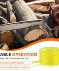 Chainsaw cutting logs with Four Foot Small Engine Fuel Line Kit With Mixed Size Tubes For 3/32 By 3/16 And 1/8 By 3/16