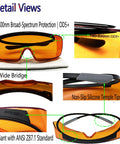 Detail views of Badass Heavy Duty UV Safety Glasses Engineered To Block Harmful 254Nm UV Rays For Tlc Lab Tasks Ansi Z 871 Certified.