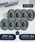 5 Inch Shopping Cart Replacement Wheels Kit 8 Pack With Polyurethane Tread And Stepped And Full Tread Face Caster Wheels