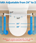 Dead Nuts Solid Heavy Duty Aluminum Toilet Safety Rails With No Shift Grip Pads And Beefy Handle Bars Made Super Tough to adjust from 24" to 28".