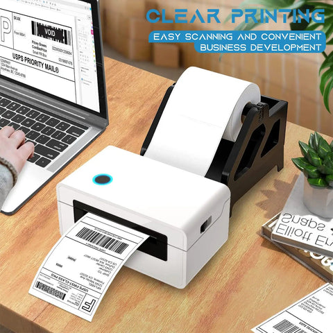 Direct Thermal Shipping Labels Four By Six Inches Two Hundred Fifty Count Perforated Sheets Smudge Proof Coating printing from a thermal printer.