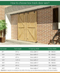 Outdoor Ceiling Mount Double Sliding Barn Door Hardware Kit 16 Feet Heavy Duty Box Track For Exterior Use Fits 2 By 48 Inch Doors Max Load 300 Lbs Hardware Only No Door installed on brick wall with wooden doors.