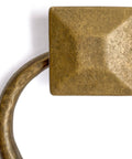 Top Notch Vintage Peg And Ring Cabinet Handles, Solid Brass Drawer Pulls, close-up view of square peg and round ring design.