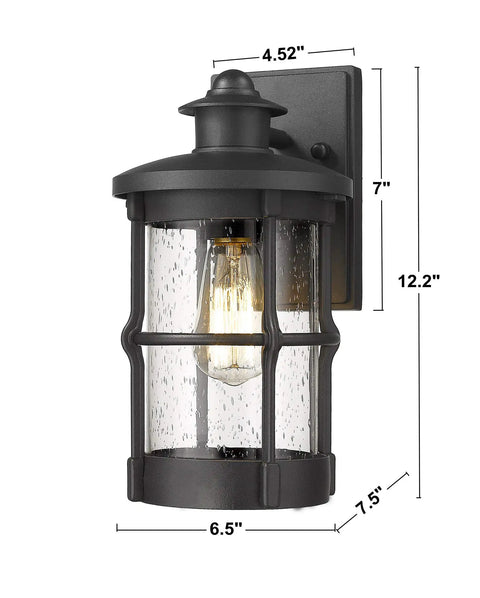 Outdoor Wall Sconce Lighting Fixture Finished In Black With Seeded Glass Set Of 2 For Exterior Walls Perfect For Entryways Porches Patios And More Durable Metal Exterior Lighting 7.5 In Tall 6.5 In Wide 12.2 In High