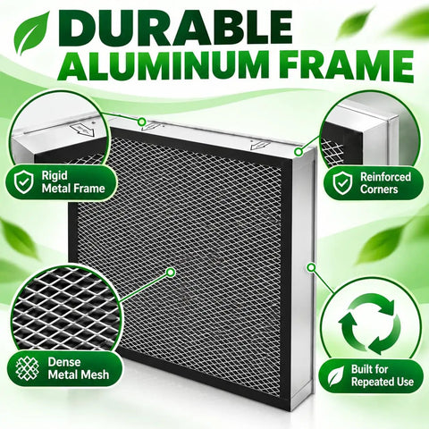 Top Shelf 10 By 10 By 2 Inch Merv 11 Washable Aluminum Hvac Air Filters 2 Pack with dense metal mesh and durable aluminum frame.