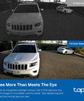 Comparison of IR night vision and full-color night vision in 2K Plus Indoor Outdoor Wired Security Camera With Color Night Vision And Person Pet Vehicle Detection, Baby Monitor, Weatherproof IP66, Local Storage Or Cloud Option, Subscription Free, C120, showing parked cars in a driveway.
