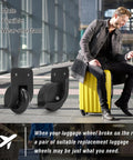 Rear Luggage Replacement Wheels Set 2 Pieces For Suitcase ZD 034 Durable PVC And PP Wheel With Bearing on display