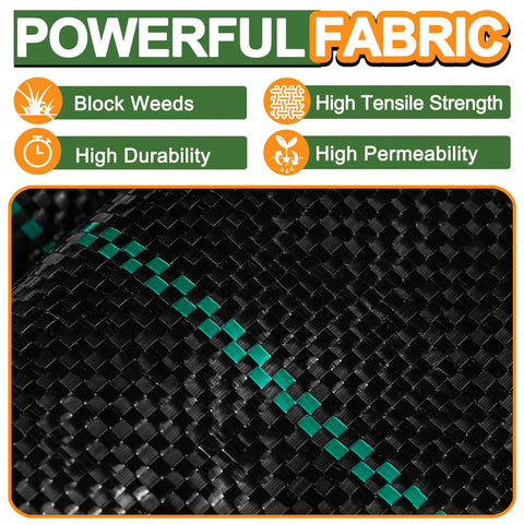 Close-up of Heavy Duty Weed Barrier Landscape Fabric Two Pack 3 Ft By 100 Ft Rolls Thick 3 Point 2 Oz Breathable Mulch Mat