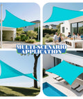 10 By 13 Foot Waterproof Sun Shade Sail Rectangle Canopy For Outdoor Patio Pergola Backyard Garden UV Block Protection Turquoise Color Built Tough Heavy Duty Polyester Tear Resistant Easy Install All Weather Use