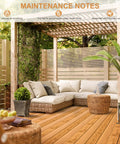 Outdoor patio with Solid Pine Wood Interlocking Deck Tiles 27 Pack Easy Snap Together 12 By 12 Inch Waterproof All Weather