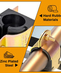Solid Rubber Cushion Strut Clamp Half Inch Outer Diameter for Copper Pex and CPVC Piping 10 Pack close-up of zinc plated steel clamp and rubber liner.
