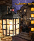 2 Pack Motion Sensor Outdoor Lights With Dusk To Dawn Sensor And Wall Mount Exterior Black Lantern Sconces in rain and lightning
