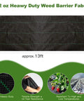 Heavy Duty Weed Barrier Fabric 3.2oz Polypropylene For Garden Beds And Landscape, Woven Geotextile Weed Control Cloth, approx 3.3 ft by 13 ft