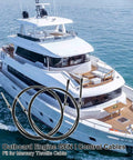 Two 14Ft Boat Engine Control Cables for Mercury Gen I Throttle and Shift Cable with yacht on water backdrop
