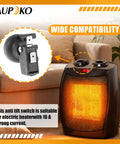 FD4 Dump Switch And Tilt Switch Replacement Kit for patio heaters shown with electric heater and switch in living room