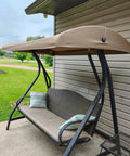 Premium Swing Canopy Replacement For GT Porch Swing And Purple Leaf Brentley Awnings, beige canopy attached to swing frame