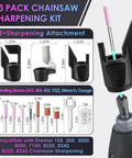 Image of 13 Piece Chainsaw Sharpening Kit With Dremel A67902 Attachments For Chainsaws Mowers And DIY Projects This All In One Sharpening Set Keeps Your Tools Sharp On The Job Or On The Go At Home, showing attachments and stones.