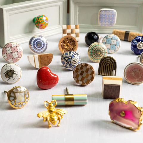 Fifty Piece Multicolor Flower Ceramic Drawer Knobs And Cabinet Pulls For Kitchen Dresser Doors showcasing various designs and colors.