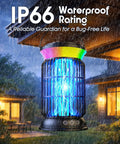 Outdoor Bug Zapper Sun Powered Mosquito Killer Cordless Rechargeable Battery IP66 Waterproof Long Runtime Portable Fly Zapper raining