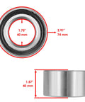 Rig Ready Rear Wheel Knuckle Bearing Pair For John Deere Gator Xuv 625I 825I 855D 4x4 Offroad Utv, size 40mm x 74mm.