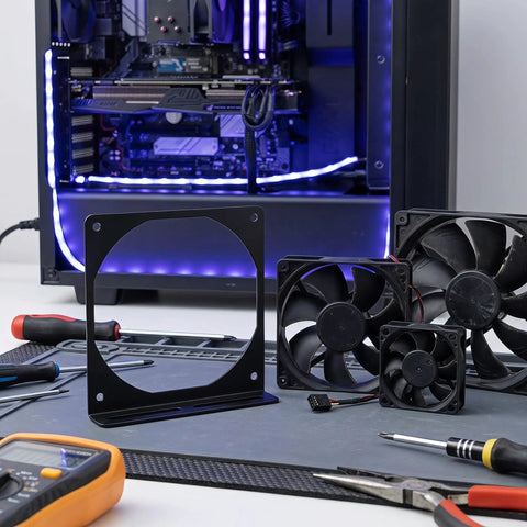 Two Pack Rock Solid Iron Computer Fan Bracket Set For 12cm PC Fans No Fuss Easy Install CPU Cooler Mount For PC Chassis Replaces Damaged Frames Boosts Airflow And Ensures Secure Mounting For Electronics Cooling, iron fan bracket set