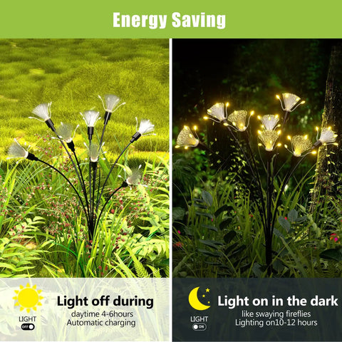 Outdoor Solar Lights Wind Activated Swaying Garden Path Lights With Color Changing RGB Decorative Solar Pathway Lamps For Yard And Patio No Fuss Install 4 Pack during day and night