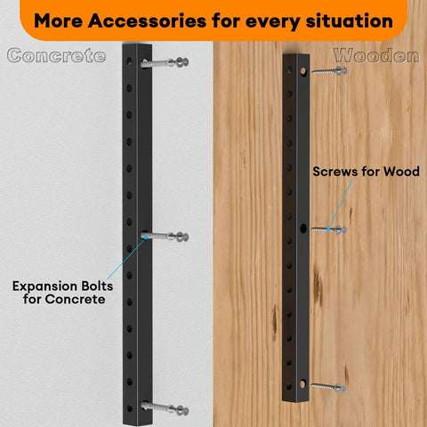 Heavy Duty Lumber Storage Rack Wall Mount With Steel Shelves And Wall Organizer for concrete and wooden surfaces