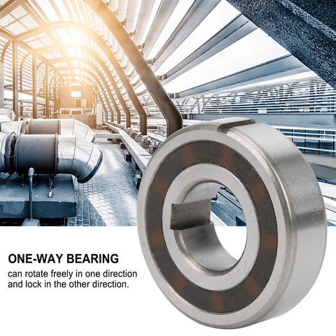 Workhorse One Way Sprag Clutch Bearing With Dual Keyway Freewheel Design And Rock Solid GCR15 Steel Build Made To Handle Textile Machines Automotive Shops And Printing Floors 20x47x14Mm close-up of bearing in industrial setting