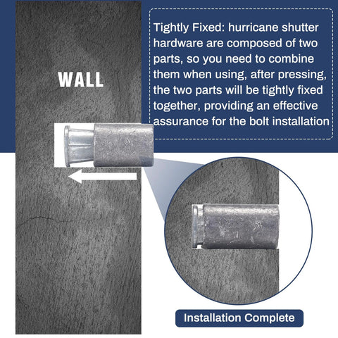 Concrete Anchors 1/4-20 Thread For Hurricane Shutter Hardware Wall Anchor Bolts Set of 25 installed on concrete wall