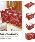 Straight Up Premium Reindeer Collapsible Storage Bins With Lids, Heavy Duty fabric organizer shown being folded.