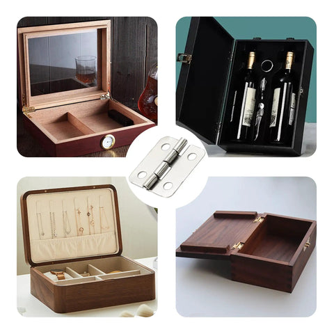 80 Pack Mini Hinges With 320 Screws, Small Iron Folding Butt Hardware For Wood Boxes used on jewelry and storage boxes.