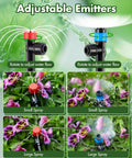 Adjustable emitters of 240 Feet Drip Irrigation System Kit For Automatic Garden Watering With Half Inch And Quarter Inch Tubing Hose
