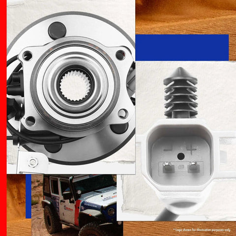 Rock Solid Front Wheel Bearing Hub Assembly Pair For Chrysler Pacifica 2004 Through 2006 With Integrated ABS Sensor close-up view.