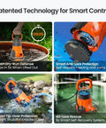 Quiet Quarter Horsepower Submersible Utility Pump With No Fuss Auto Water Sensor And Manual Mode, 2160 GPH High Flow, Thermoplastic displays smart control features