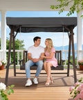 4 Ft Porch Swing With Stand Heavy Duty 660 Pound Wooden Swing Set With Canopy For Garden Patio And Yard Rustic Outdoor Hangout Chair Built From Solid Fir Wood With Rotatable Canopy For Sunshade