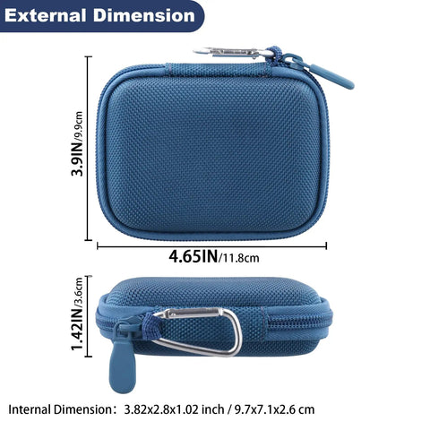 Blue Protective Case For Crucial X10 X9 X9 Pro X10 Pro Portable SSD 1TB 2TB 4TB 8TB With Inner Tray And Mesh Cable Organizer external dimensions