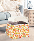 Top Shelf Foldable Storage Bin With Snug Flip Top Lid And Reinforced Handles For Bedroom Closet Organization Collapsible Fabric Cube filled with blankets.