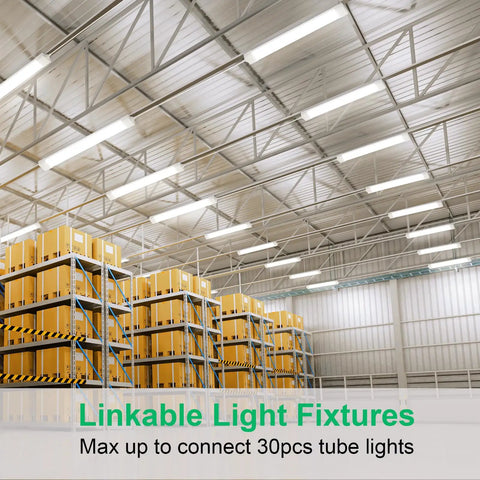 Linkable Two-Foot LED Shop Light Two Pack 5000K 18W Plug In Ceiling Closet Laundry Kitchen Garage Workbench Under Cabinet Triproof White